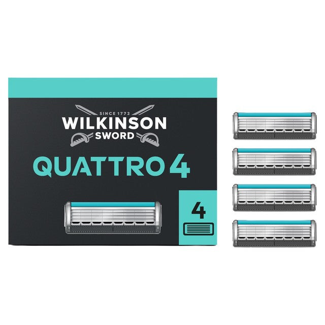 Wilkinson Sword Quattro razor blades 4 pack, UK version