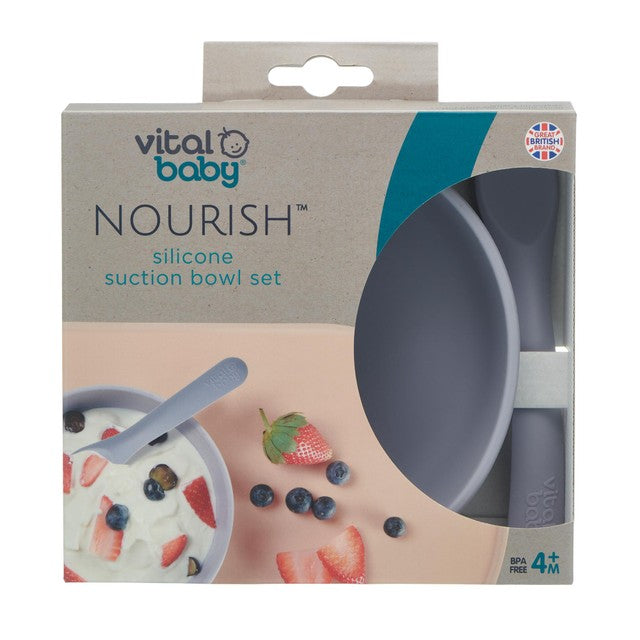 Vital Baby silicone suction feeding bowl set dusky mauve (British brand)