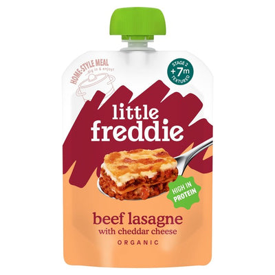 M&S Little Freddie Bio Rinder-Lasagne mit Käse 7+ Monate Babybrei im Beutel 130g- Jetzt online bei McGrocer kaufen