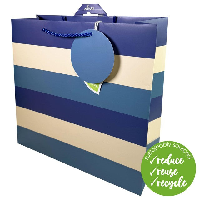 Deva blue striped square gift bag medium size (British brand)