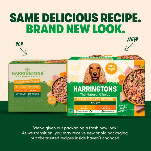 Harringtons mixed poultry wet dog food 6 x 400g trays, UK version