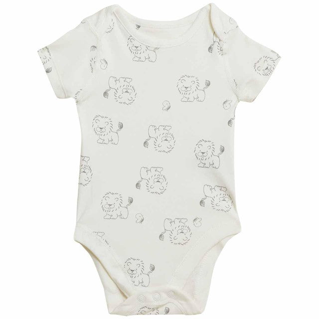 M&S Lion Bodysuits Grey Mix 0-3 Months Baby, imported from the UK