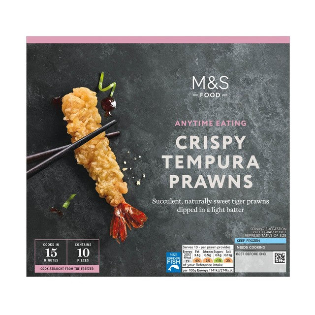 M&S tempura tiger prawns 180g, imported from the UK