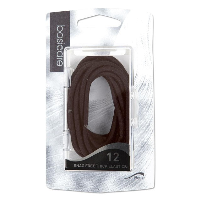 Basicare Brown thick snag-free hair elastics (British brand)