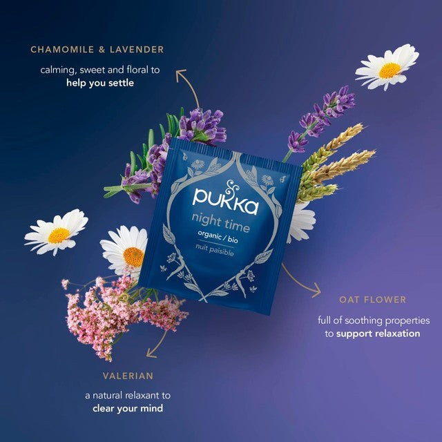 Pukka Night Time chamomile herbal tea 40 bags, imported from the UK
