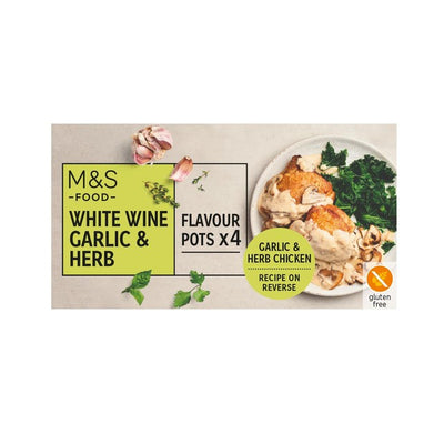 M&S M&S 4 White Wine Garlic & Herb Flavour Pots Stock Pots 96g- Buy online at McGrocer