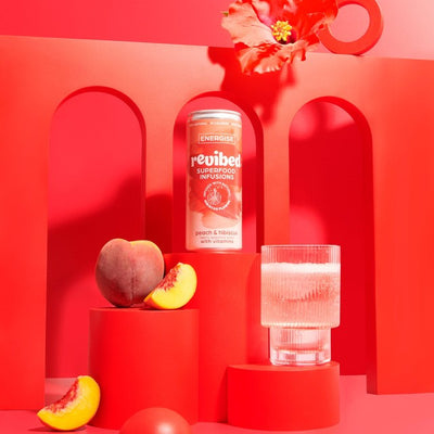 M&S Revibed Energise Fersken og Hibiskus Lett Kullsyreholdig Vann 250ml- Kjøp online hos McGrocer