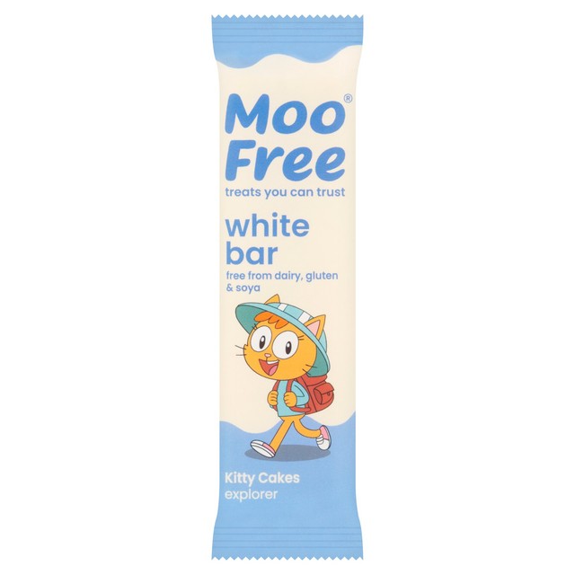Moo Free vegan white chocolate mini bar 20g, imported from the UK