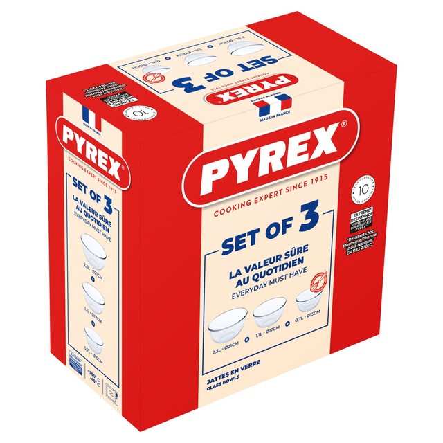 Pyrex mixing bowl set glass 3 pack 2.3L (British brand)