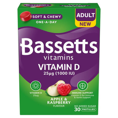 M&S Bassetts Vitamin D Apple & Raspberry Supplement Pastilles 30 per pack- Buy online at McGrocer