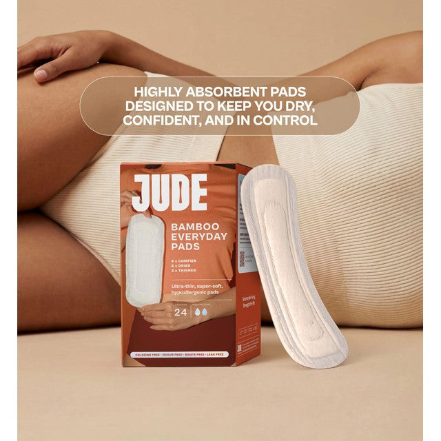 Jude bamboo everyday pads for bladder leaks, imported from the UK