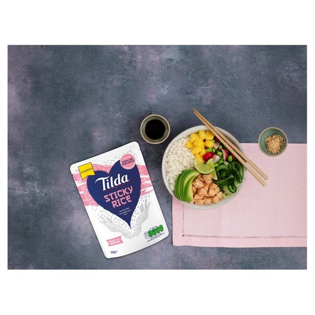 Tilda microwave sticky medium grain rice 250g (British brand)