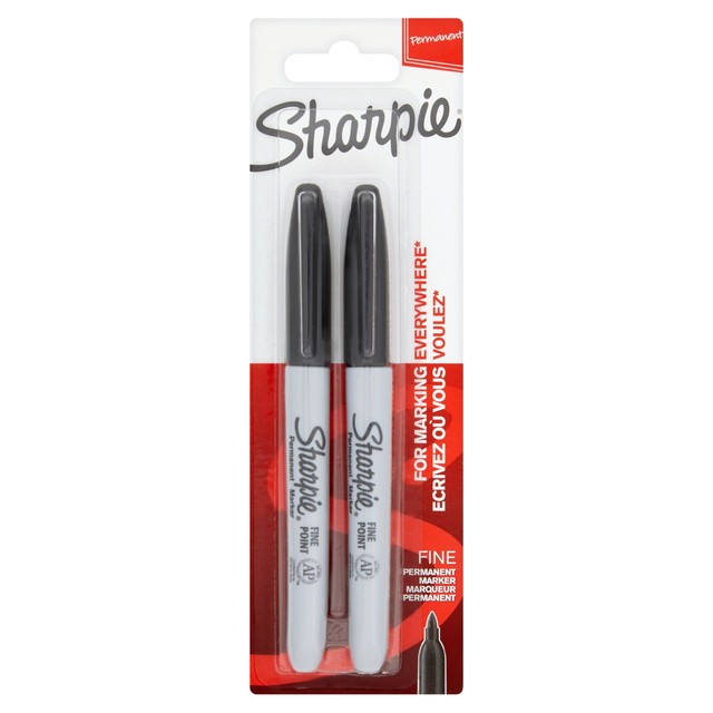Sharpie permanent marker black 2-pack (British brand)
