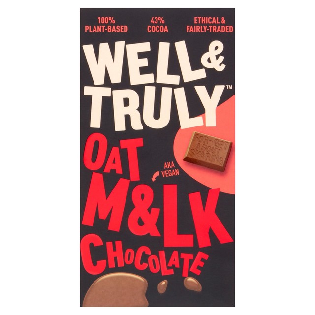 Well & Truly oat milk chocolate bar 90g (British brand)