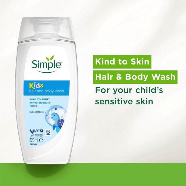 Simple kids hair and body wash shower gel 225ml (British brand)