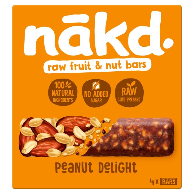Nakd Peanut Delight fruit and nut bars 4 x 35g multipack, imported from the UK