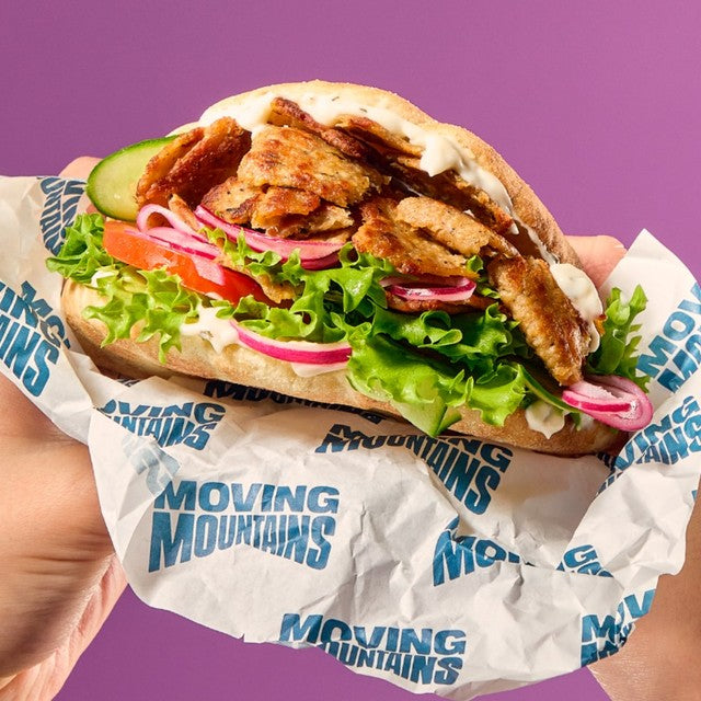 Moving Mountains plant-based doner kebab pieces 160g, imported from the UK