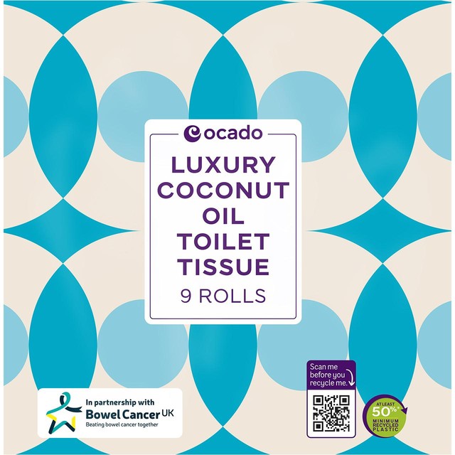 Ocado coconut oil toilet tissue 9 rolls, imported from the UK