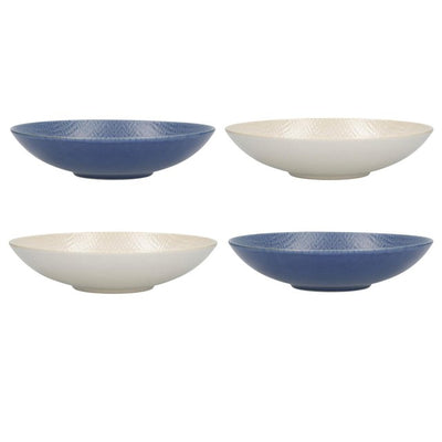 M&S KitchenCraft Stoneware Coupe Blue Embossed Pasta Bowl Set 22cm- Buy online at McGrocer