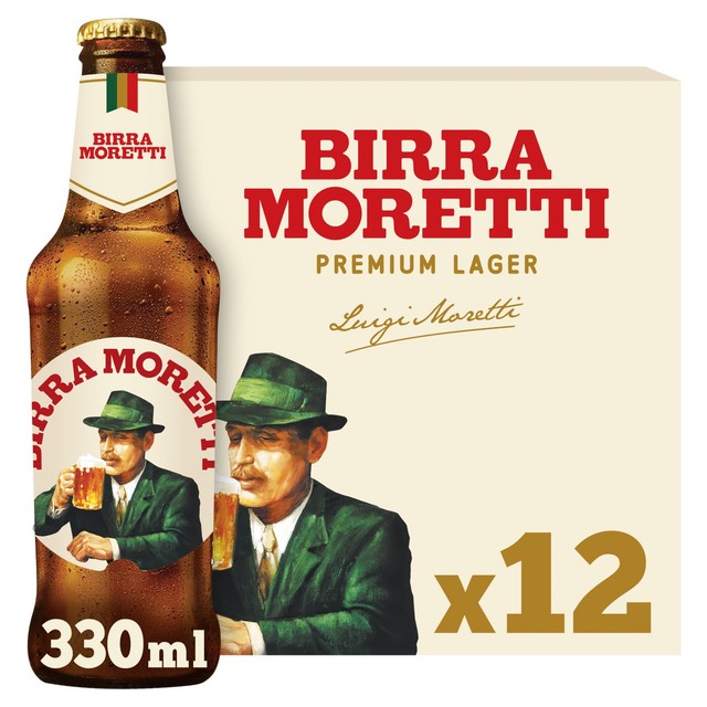 Birra Moretti lager beer 12 x 330ml bottles - British product
