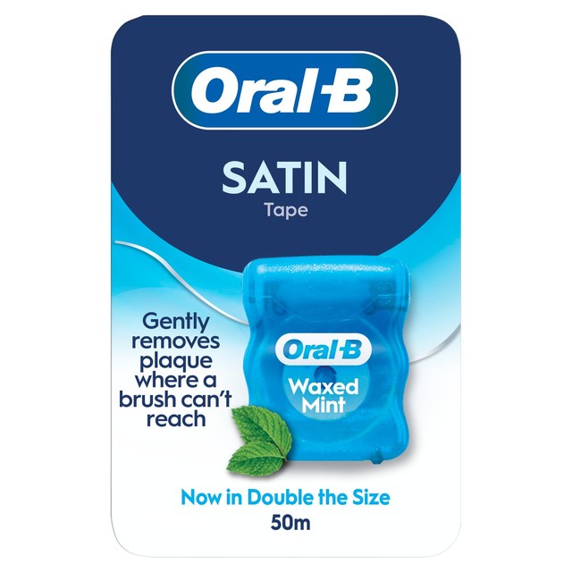 Oral B Satin Tape mint dental floss 25m, imported from the UK