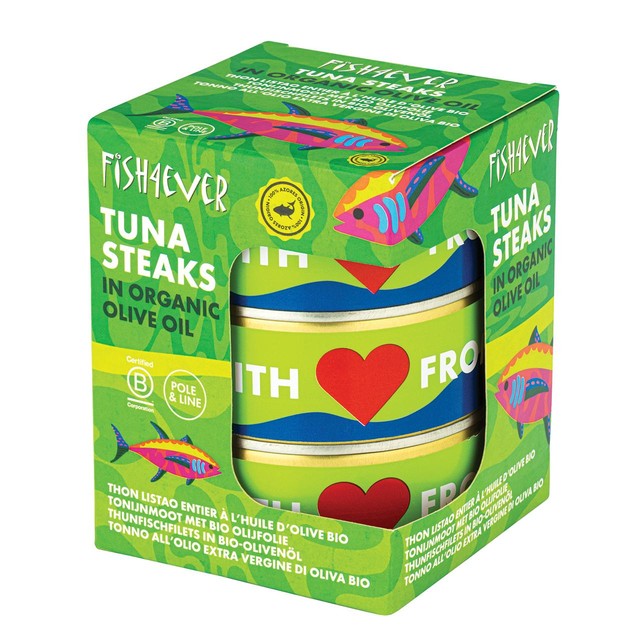 Fish 4 Ever skipjack tuna steaks in olive oil 3 x 160g - British product
