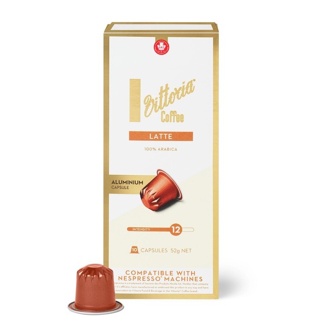 Vittoria Latte coffee capsules 10 pack (British brand)
