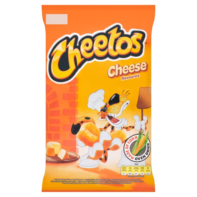 Cheetos cheese flavoured corn snacks bag, imported from the UK