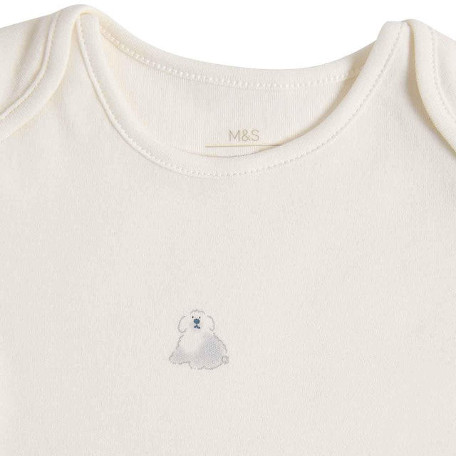 M&S blue dog bodysuit 7 pack 0-3 months, imported from the UK