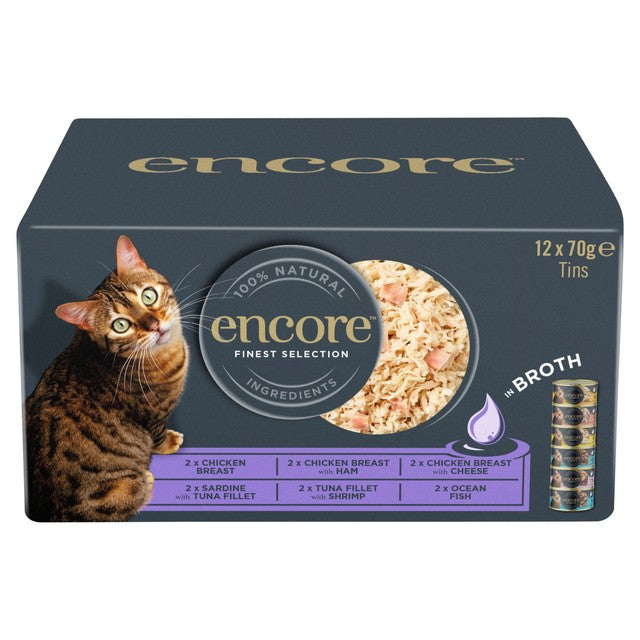 Encore mixed multipack cat food tins 12x70g - British product