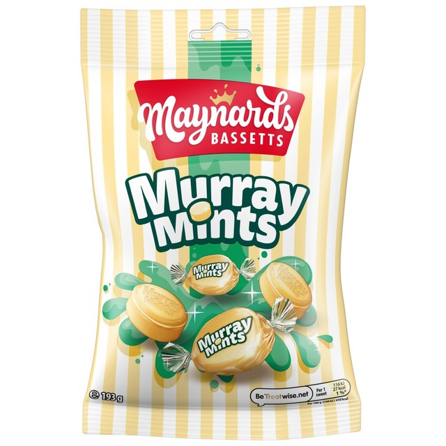 Maynards Bassetts Murray Mints mint sweets 193g bag, imported from the UK