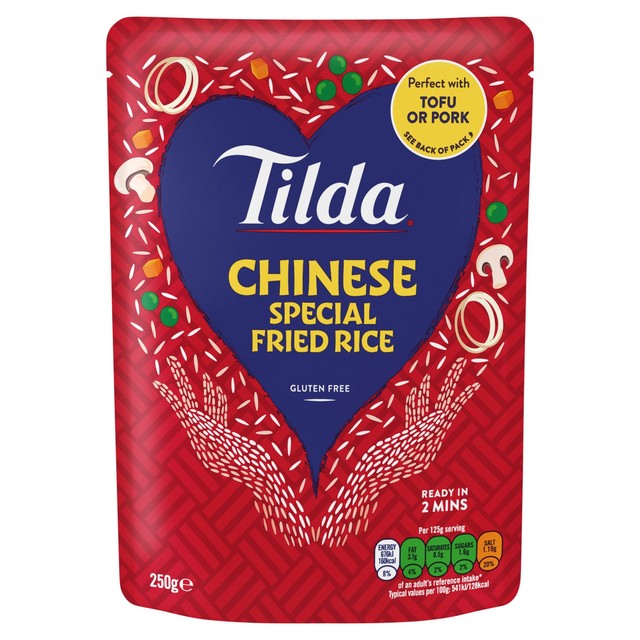 Tilda Chinese fried long grain rice microwave pouch (British brand)