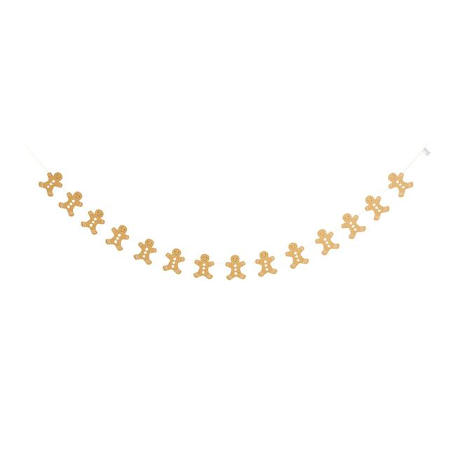 Gingerbread Card Bunting String, 2.5m Long, Festive Decoration