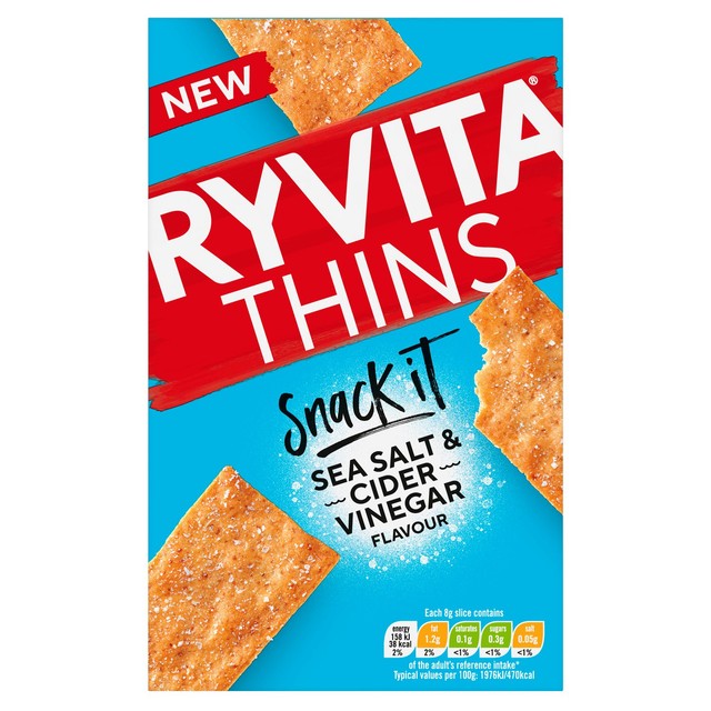 Ryvita sea salt cider vinegar flatbread 125g, imported from the UK