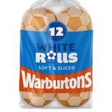 Warburtons sliced white bread rolls 12 pack (British brand)