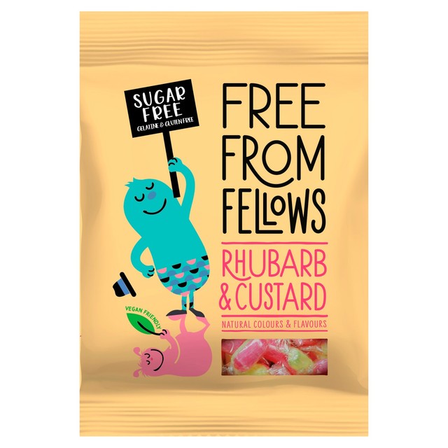 Free From Fellows sugar free sweets rhubarb custard 70g - British product