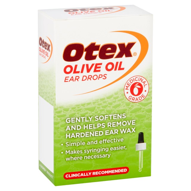 Otex olive oil ear drops, imported from the UK