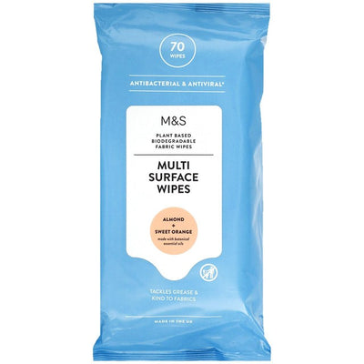 M&S Antibacterial & Antiviral Surface Wipes with Almond and Sweet Orange Fragrance 70 Wipes