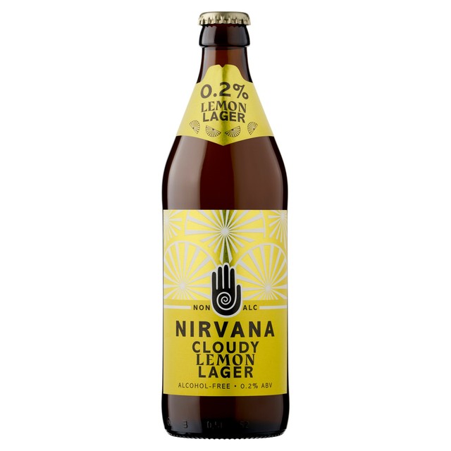 Nirvana Cloudy Lemon Lager 500ml bottle, imported from the UK