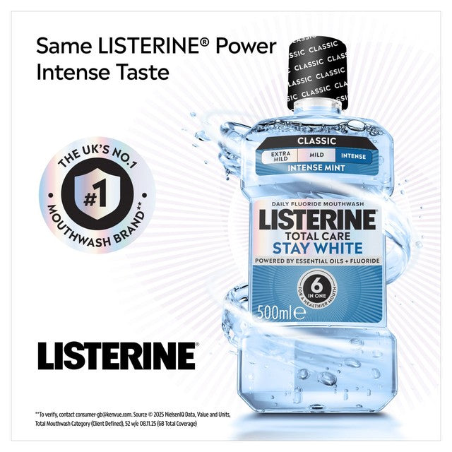 Listerine Total Care Mouthwash Intense Mint 500ml, UK version