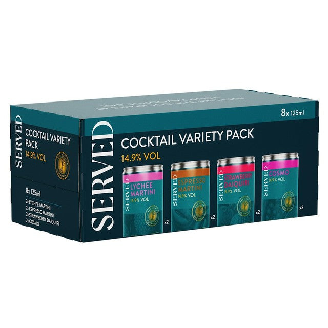 Served cocktail variety pack 8 x 125ml with four flavours (British brand)