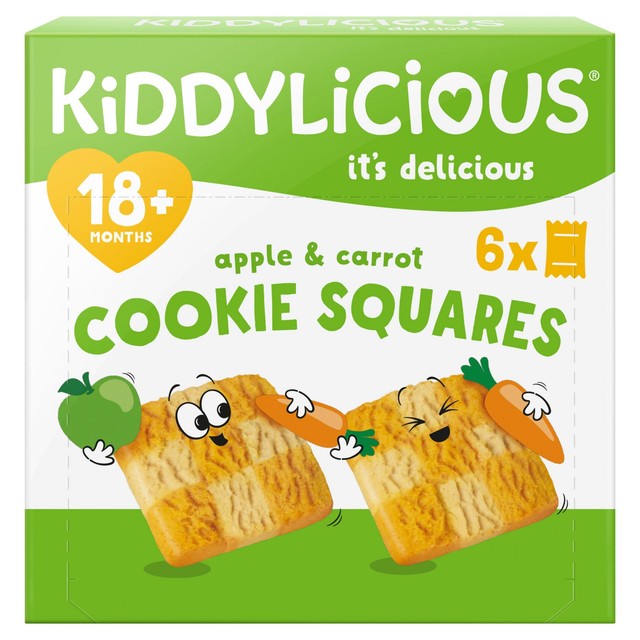 Kiddylicious Apple and Carrot Cookie Squares baby biscuits 24g sachet, UK version