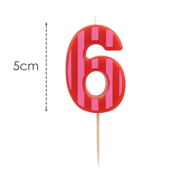 Talking Tables number 6 birthday cake candle, UK version