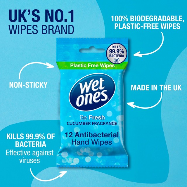 Wet Ones Be Fresh Biodegradable Antibacterial hand wipes (British brand)