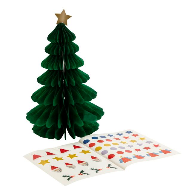 Green Paper Honeycomb Tree Decoration with Stickers 20cm