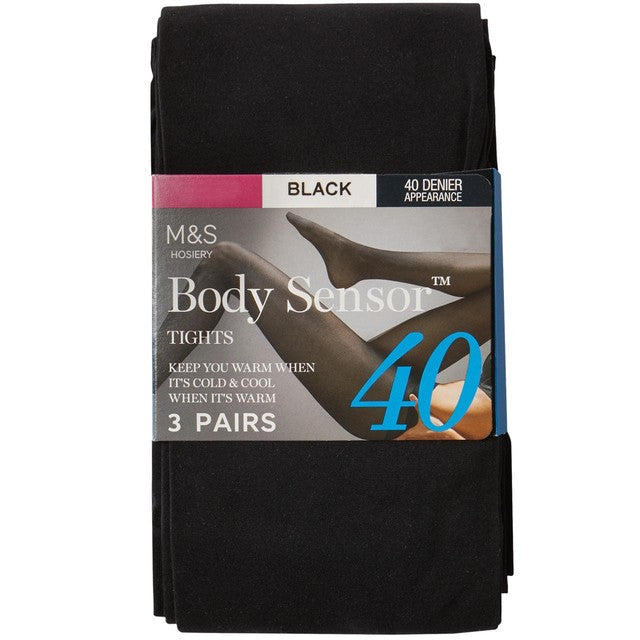 M&S 40 Denier Opaque Tights Black Size L, imported from the UK