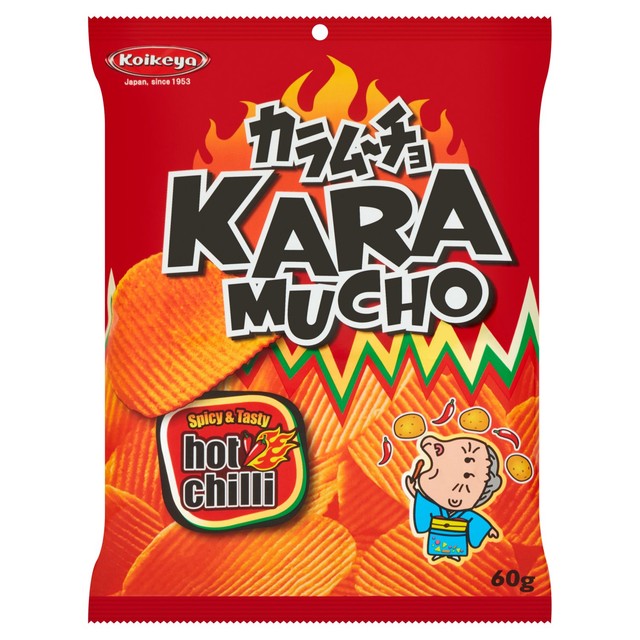 Koikeya Karamucho Hot Chilli Ridge Cut Potato Crisps 60g, UK version