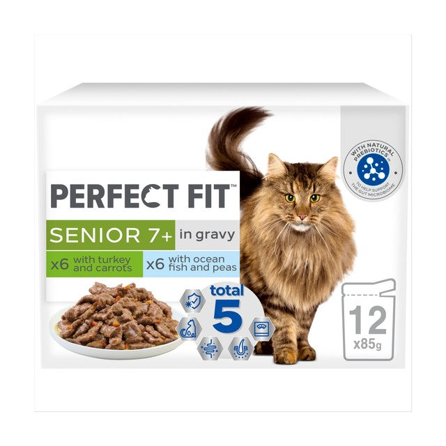 Perfect Fit senior cat food pouches mixed 12 x 85g, imported from the UK