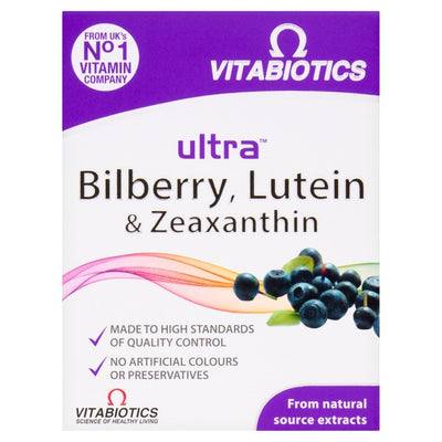 Vitabiotics Ultra Myrtille, Lutéine et Zéaxanthine Complément pour la Santé des Yeux Comprimés 30 Comprimés