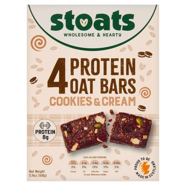 Stoats Cookies Cream Protein Oat Bars 4x42g